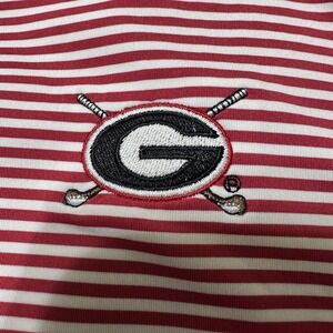 Footjoy Polo Shirt S Small UGA Georgia Golf Short Sleeve Red White Stripes Mens